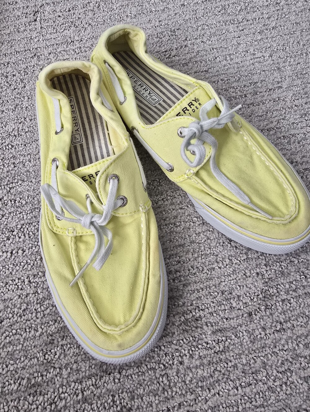 Sperry Top Sider Bahama Yellow Canvas Boat Shoes Lace Up